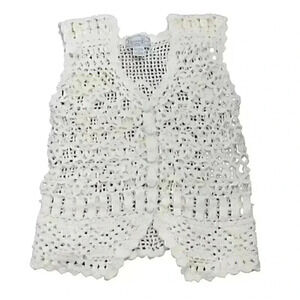 Vintage Size Medium Crochet Floral Beaded Cottagecore Whimsigoth Cardigan Boho